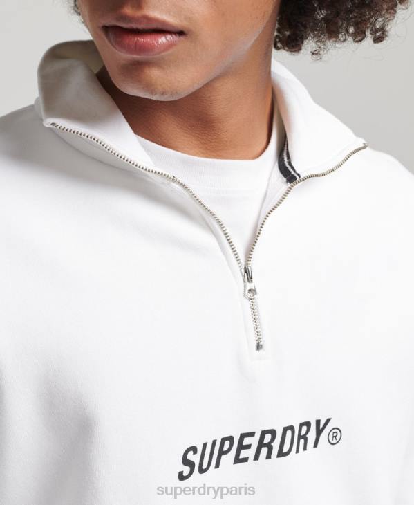 Superdry Hommes code core sport sweat demi-zip D64Z5182 vêtements blanc