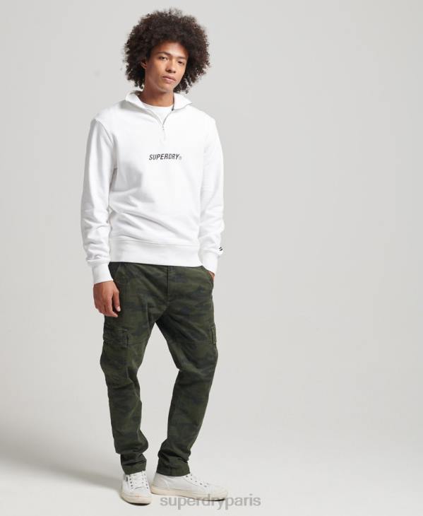 Superdry Hommes code core sport sweat demi-zip D64Z5182 vêtements blanc