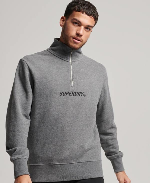 Superdry Hommes code core sport sweat demi-zip D64Z757 vêtements gris foncé