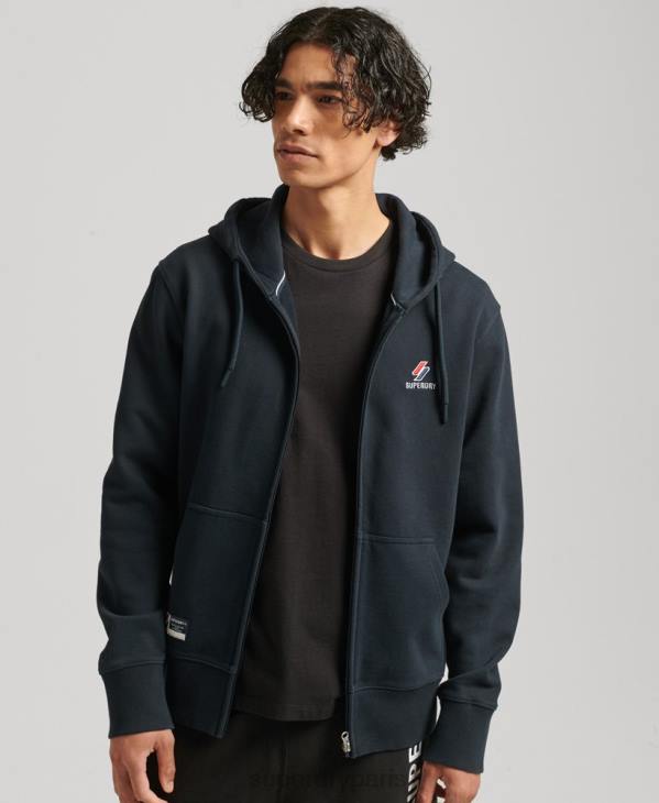 Superdry Hommes code essentiel sweat à capuche zippé D64Z5147 vêtements marine