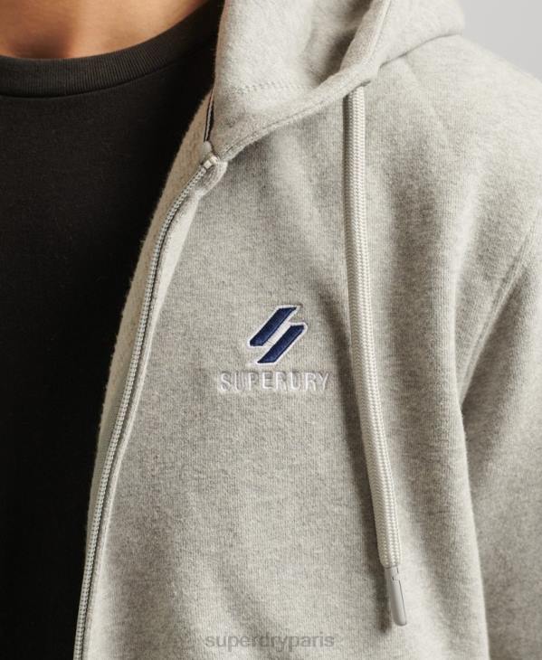Superdry Hommes code essentiel sweat à capuche zippé D64Z5205 vêtements gris