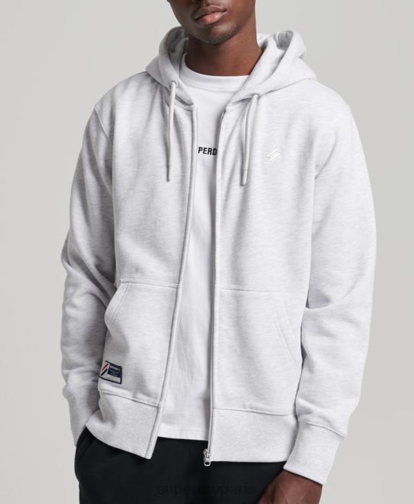 Superdry Hommes code essentiel sweat à capuche zippé D64Z887 vêtements gris clair