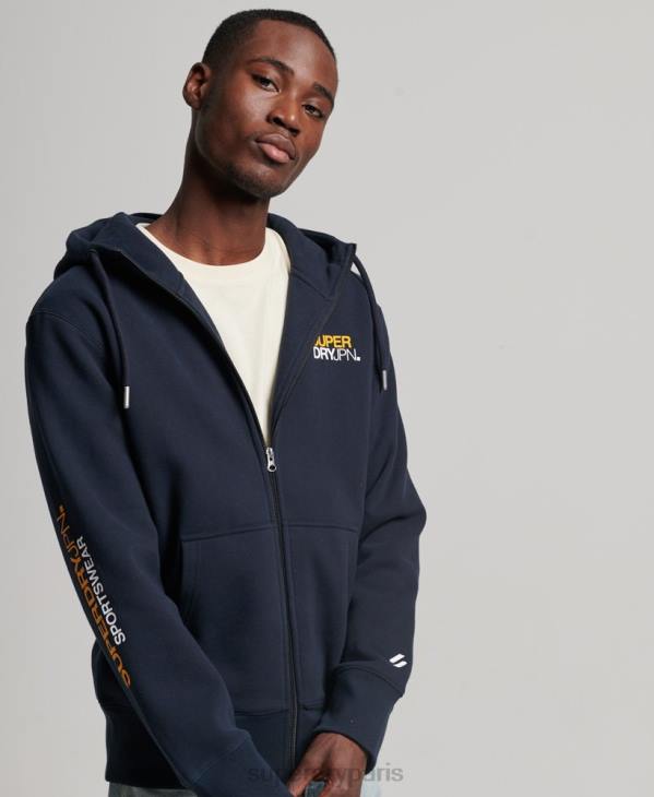 Superdry Hommes code sportswear sweat à capuche zippé D64Z519 vêtements marine