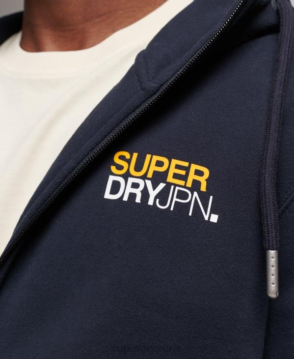 Superdry Hommes code sportswear sweat à capuche zippé D64Z519 vêtements marine