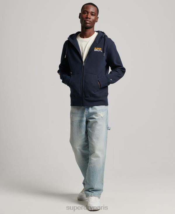 Superdry Hommes code sportswear sweat à capuche zippé D64Z519 vêtements marine