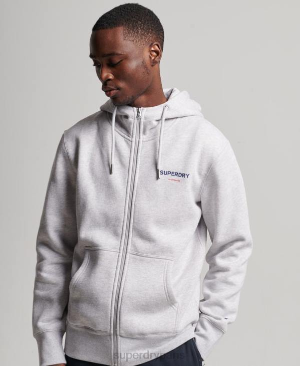 Superdry Hommes code sportswear sweat à capuche zippé D64Z543 vêtements gris