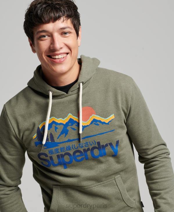 Superdry Hommes grand sweat à capuche en plein air D64Z467 vêtements vert