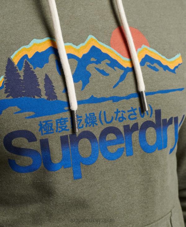 Superdry Hommes grand sweat à capuche en plein air D64Z467 vêtements vert