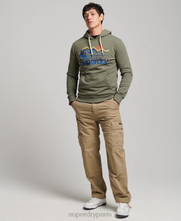 Superdry Hommes grand sweat à capuche en plein air D64Z467 vêtements vert