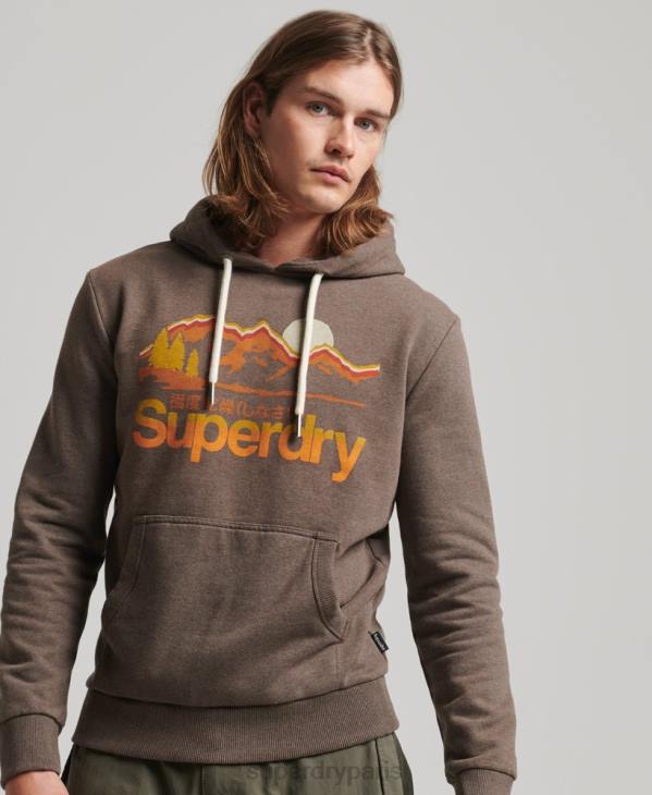 Superdry Hommes grand sweat à capuche en plein air D64Z688 vêtements brun