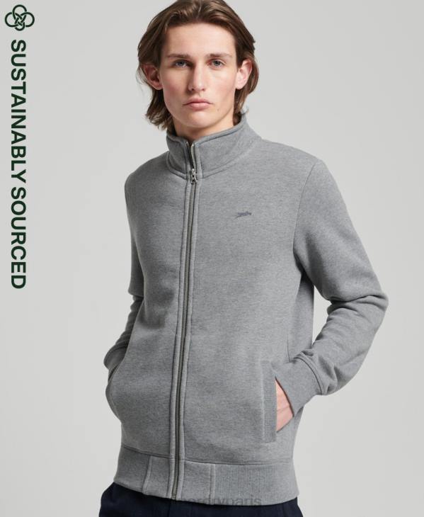 Superdry Hommes haut de survêtement brodé logo vintage en coton bio D64Z843 vêtements gris
