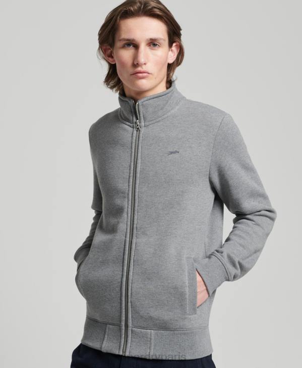 Superdry Hommes haut de survêtement brodé logo vintage en coton bio D64Z843 vêtements gris