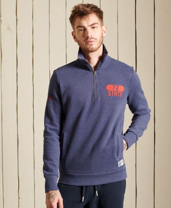 Superdry Hommes haut de survêtement demi-zip d'athlétisme D64Z823 vêtements bleu