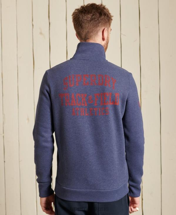 Superdry Hommes haut de survêtement demi-zip d'athlétisme D64Z823 vêtements bleu