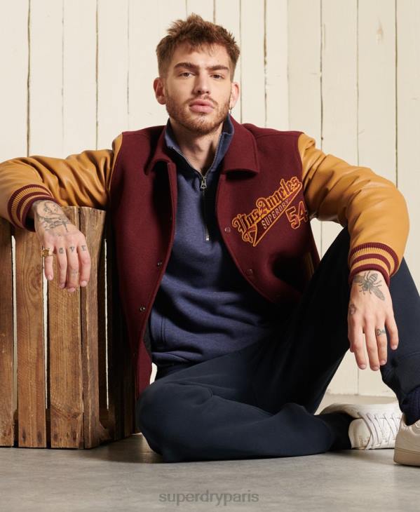 Superdry Hommes haut de survêtement demi-zip d'athlétisme D64Z823 vêtements bleu