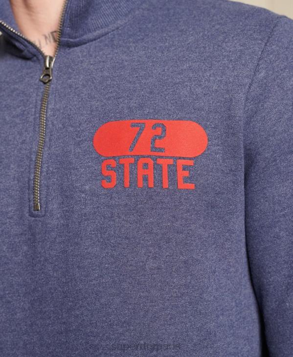Superdry Hommes haut de survêtement demi-zip d'athlétisme D64Z823 vêtements bleu