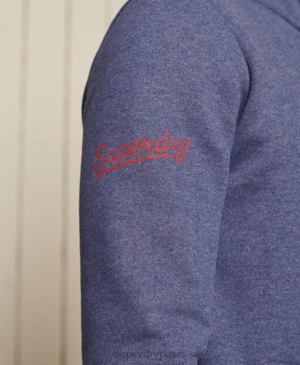 Superdry Hommes haut de survêtement demi-zip d'athlétisme D64Z823 vêtements bleu