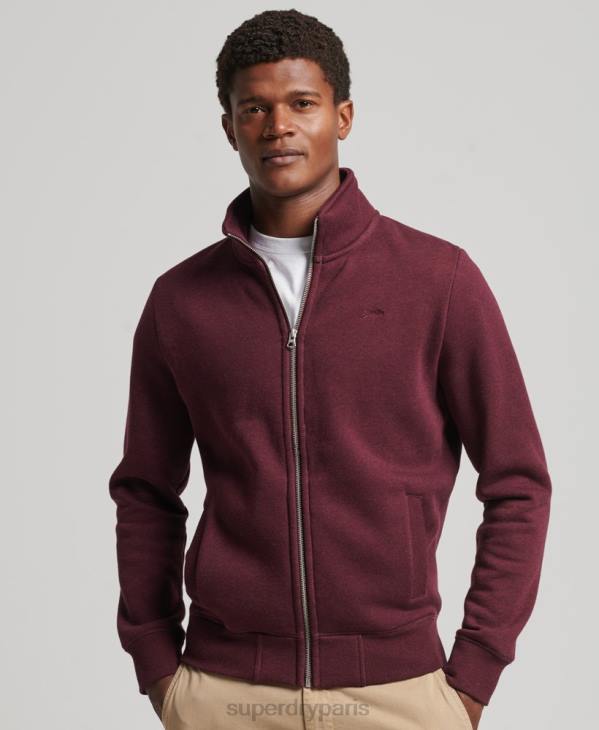Superdry Hommes haut de survêtement zippé en coton bio à logo vintage D64Z4989 vêtements rouge