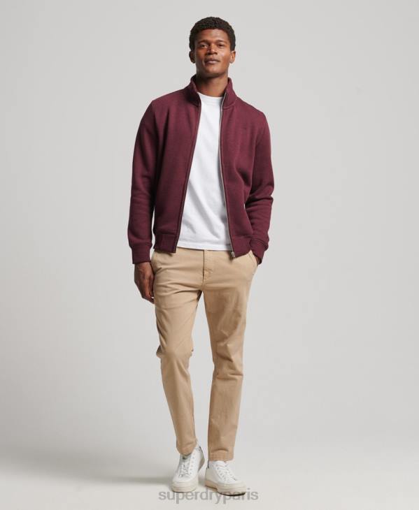 Superdry Hommes haut de survêtement zippé en coton bio à logo vintage D64Z4989 vêtements rouge