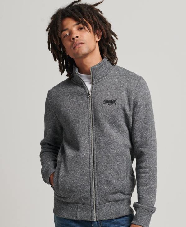 Superdry Hommes haut de survêtement zippé en coton bio à logo vintage D64Z5010 vêtements gris foncé