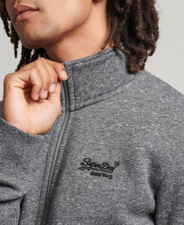 Superdry Hommes haut de survêtement zippé en coton bio à logo vintage D64Z5010 vêtements gris foncé