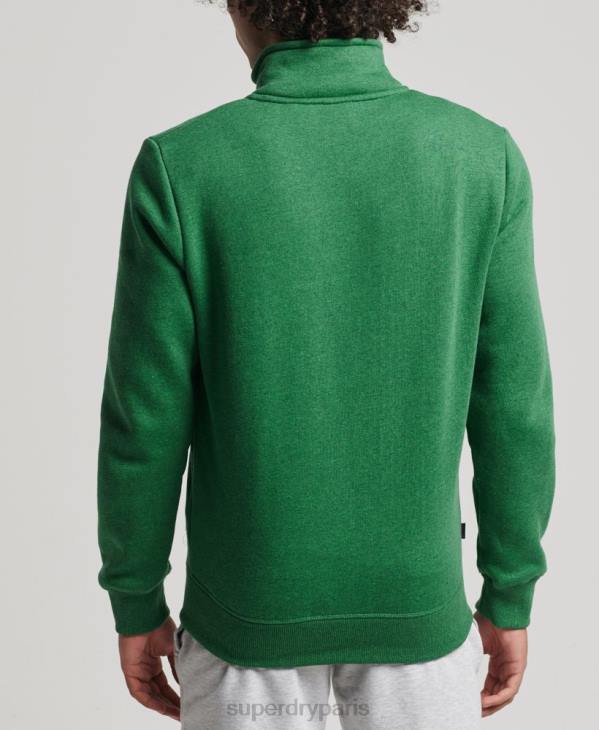 Superdry Hommes haut de survêtement zippé en coton bio à logo vintage D64Z5024 vêtements vert