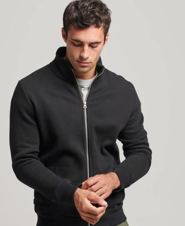 Superdry Hommes haut de survêtement zippé en coton bio à logo vintage D64Z5030 vêtements noir