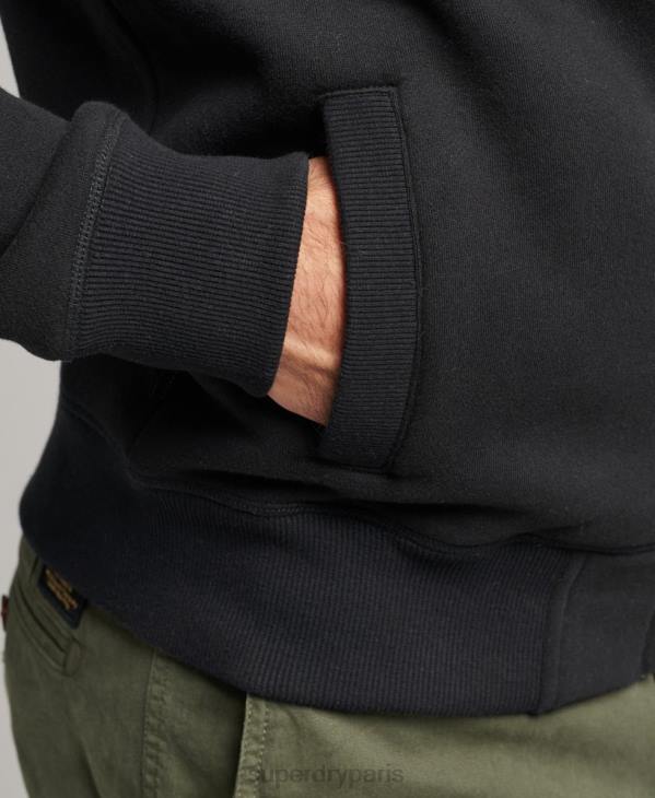 Superdry Hommes haut de survêtement zippé en coton bio à logo vintage D64Z5030 vêtements noir