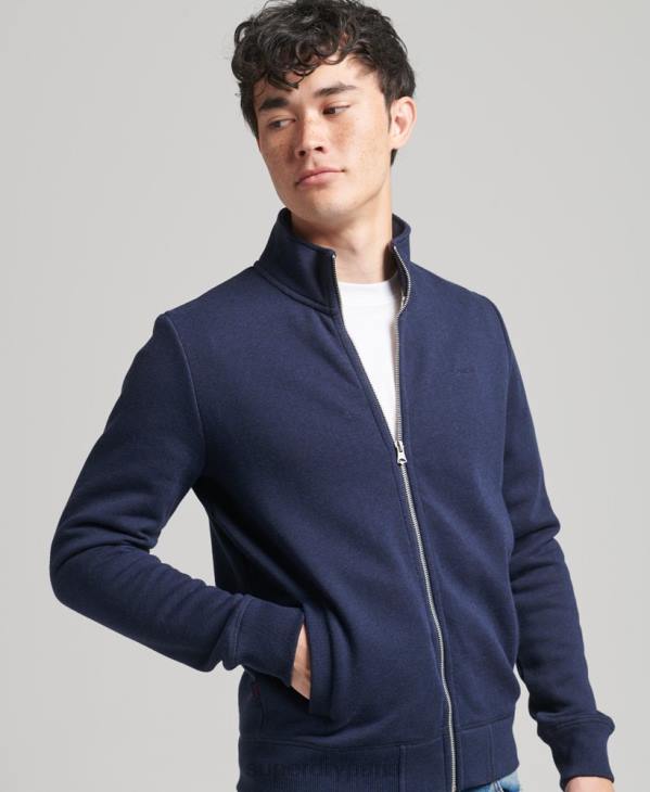 Superdry Hommes haut de survêtement zippé en coton bio à logo vintage D64Z5083 vêtements marine