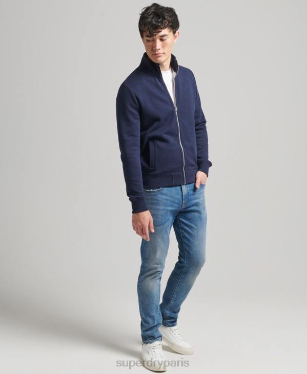 Superdry Hommes haut de survêtement zippé en coton bio à logo vintage D64Z5083 vêtements marine