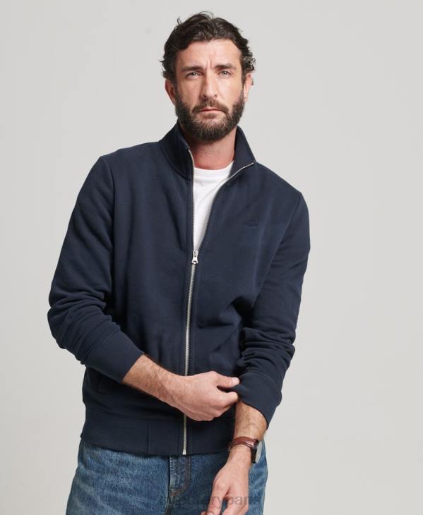 Superdry Hommes haut de survêtement zippé en coton bio à logo vintage D64Z5085 vêtements marine