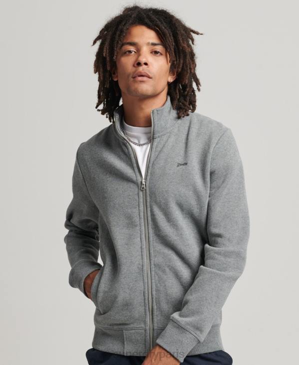 Superdry Hommes haut de survêtement zippé en coton bio à logo vintage D64Z5094 vêtements gris