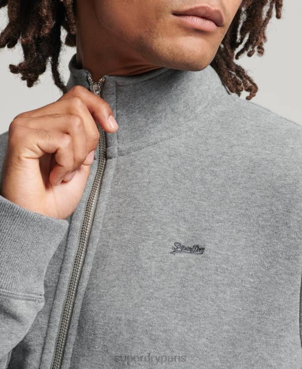 Superdry Hommes haut de survêtement zippé en coton bio à logo vintage D64Z5094 vêtements gris