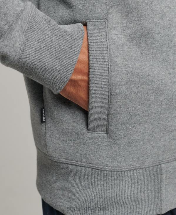 Superdry Hommes haut de survêtement zippé en coton bio à logo vintage D64Z5094 vêtements gris