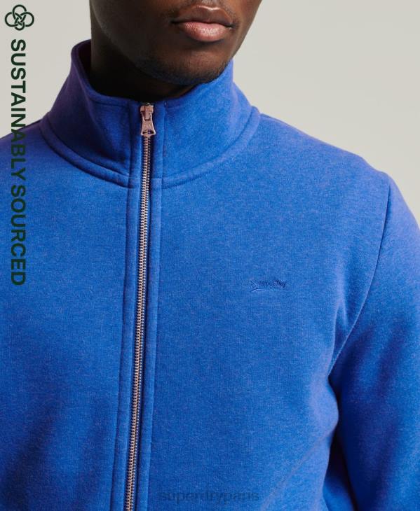 Superdry Hommes haut de survêtement zippé en coton bio à logo vintage D64Z5101 vêtements bleu