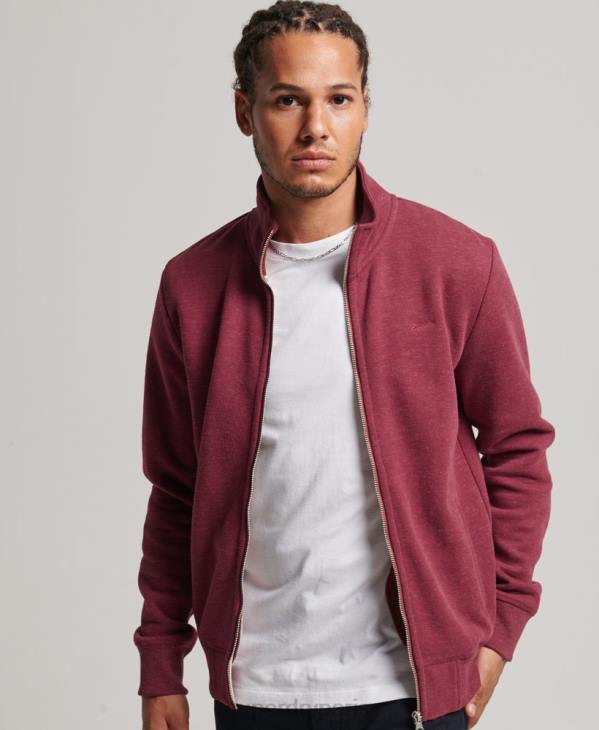 Superdry Hommes haut de survêtement zippé en coton bio à logo vintage D64Z5112 vêtements rouge