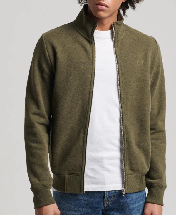 Superdry Hommes haut de survêtement zippé en coton bio à logo vintage D64Z5114 vêtements kaki