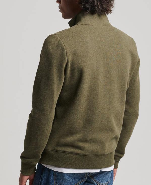 Superdry Hommes haut de survêtement zippé en coton bio à logo vintage D64Z5114 vêtements kaki