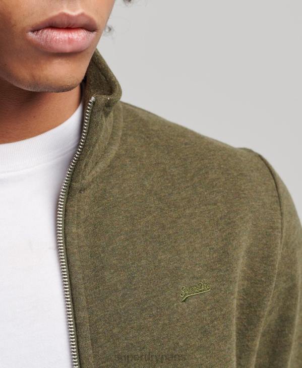 Superdry Hommes haut de survêtement zippé en coton bio à logo vintage D64Z5114 vêtements kaki