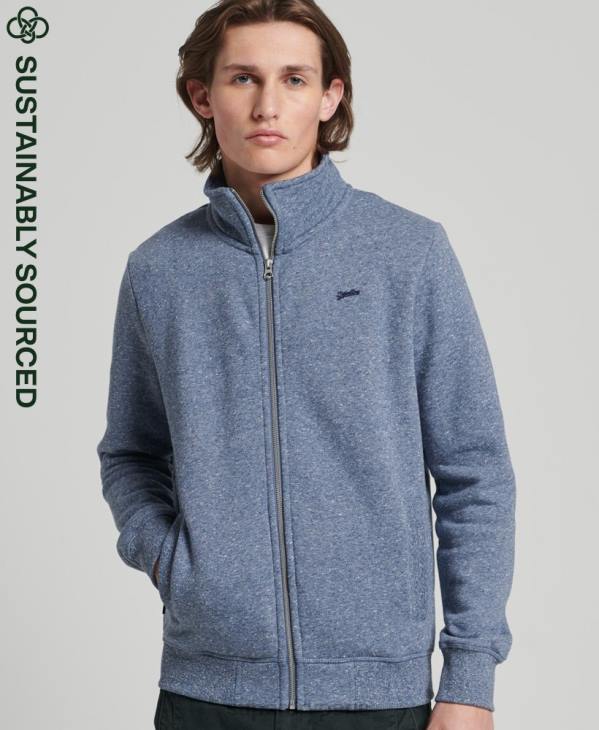 Superdry Hommes haut de survêtement zippé en coton bio à logo vintage D64Z5127 vêtements bleu