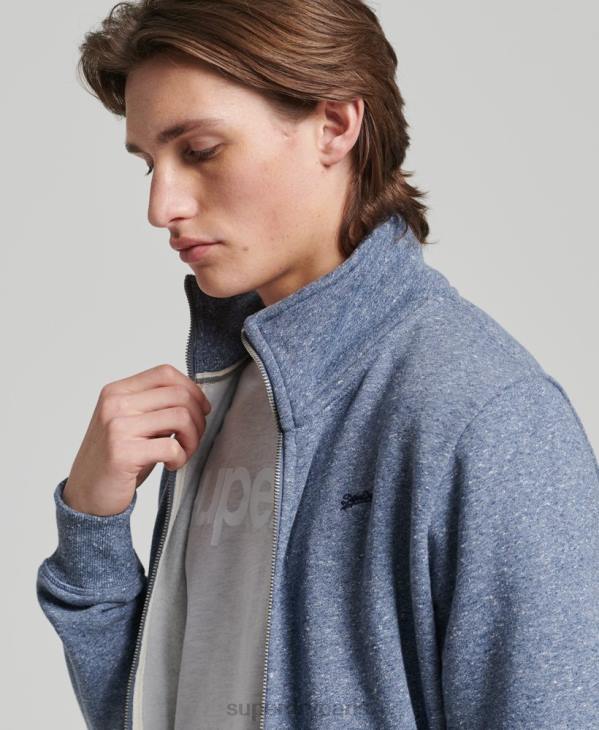 Superdry Hommes haut de survêtement zippé en coton bio à logo vintage D64Z5127 vêtements bleu