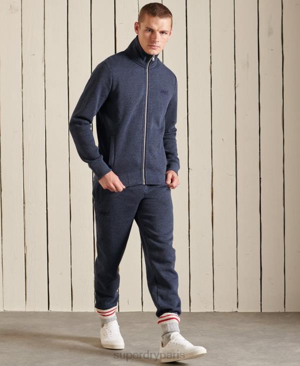 Superdry Hommes haut de survêtement zippé en coton bio à logo vintage D64Z5136 vêtements marine
