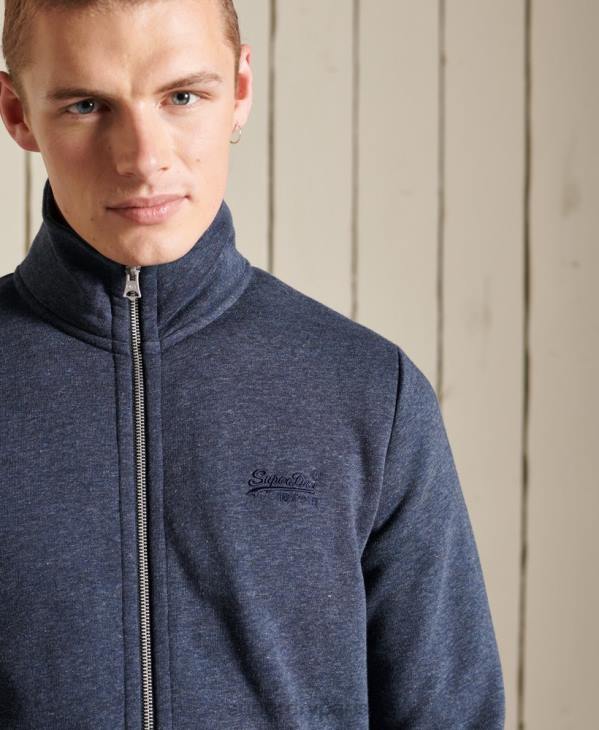 Superdry Hommes haut de survêtement zippé en coton bio à logo vintage D64Z5136 vêtements marine