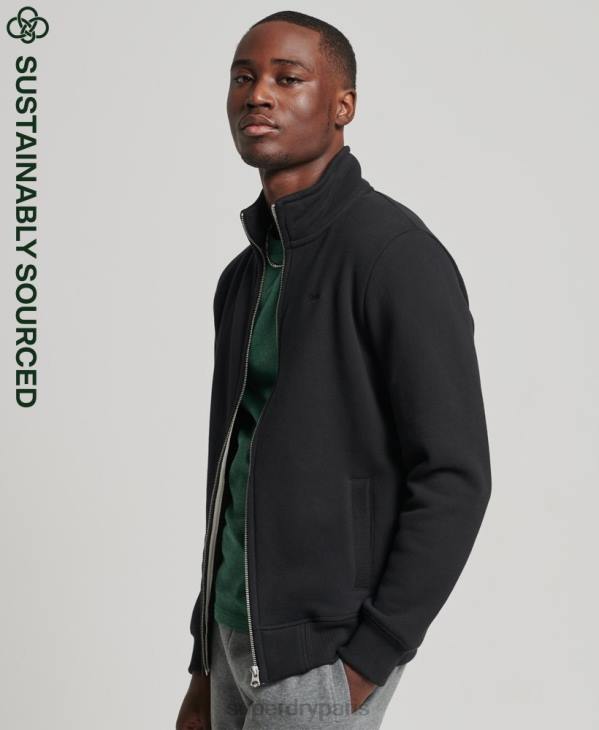 Superdry Hommes haut de survêtement zippé en coton bio à logo vintage D64Z5153 vêtements noir
