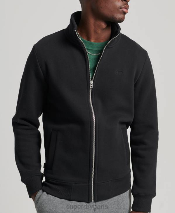 Superdry Hommes haut de survêtement zippé en coton bio à logo vintage D64Z5153 vêtements noir