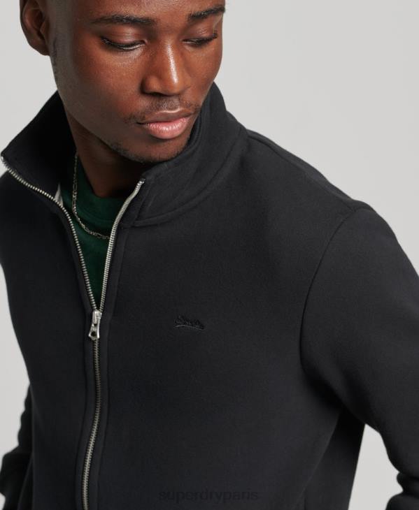 Superdry Hommes haut de survêtement zippé en coton bio à logo vintage D64Z5153 vêtements noir