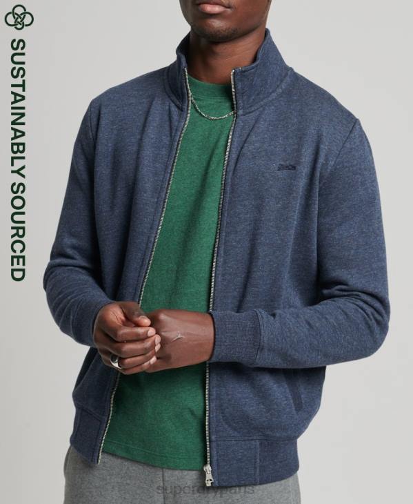 Superdry Hommes haut de survêtement zippé en coton bio à logo vintage D64Z5154 vêtements marine