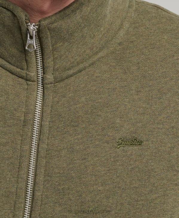 Superdry Hommes haut de survêtement zippé en coton bio à logo vintage D64Z5171 vêtements kaki