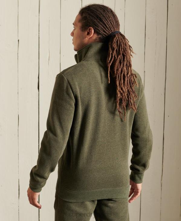 Superdry Hommes haut de survêtement zippé en coton bio à logo vintage D64Z5173 vêtements kaki