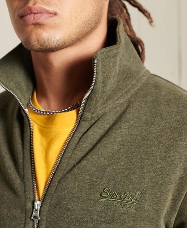 Superdry Hommes haut de survêtement zippé en coton bio à logo vintage D64Z5173 vêtements kaki